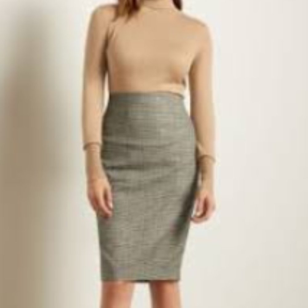 Express I Houndstooth Pattern Black/White Pencil Skirt slimming High Waiโฆ